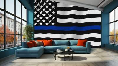 Thin Blue Line US flag with stars and stripes background Wall mural