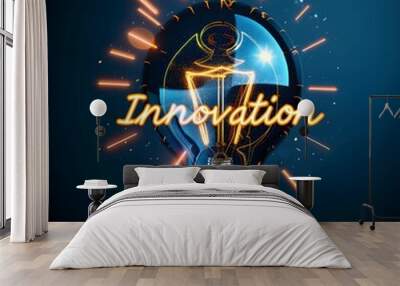 Light bulb. idea concept with innovation and inspiration. Abstract banner.  Wall mural