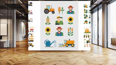 Agricultural flat glyph 2D infograms Wall mural