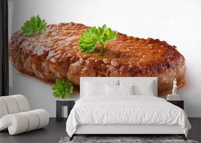 a fresh delicious salisbury steak isolated on a transparent background Wall mural