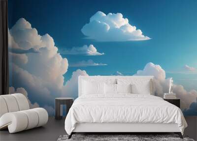 illustration of dreamy healing clouds illustration of beautiful summer sky cloud scenery Wall mural