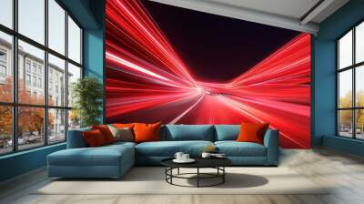 modern red neon speed line Wall mural