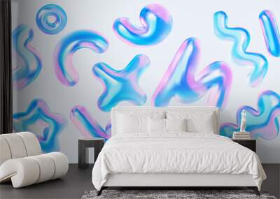 3D liquid abstraction in different forms.  
 Wall mural