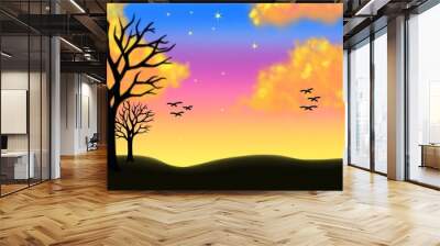 beautiful sunsets aesthetic background wallpaper illustration  Wall mural