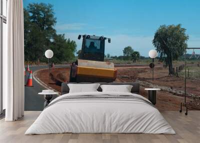 Griffith Australia, road maintenance equipment working on rural road Wall mural