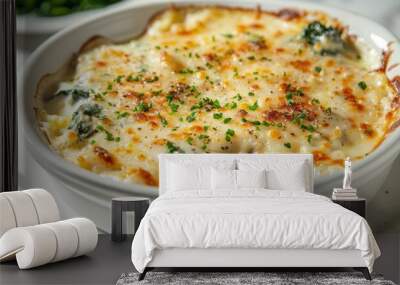 Creamy spinach gratin with a golden, bubbly cheese topping. Side dish Wall mural