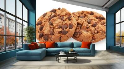 chocolate chip cookies isolated on white background Wall mural