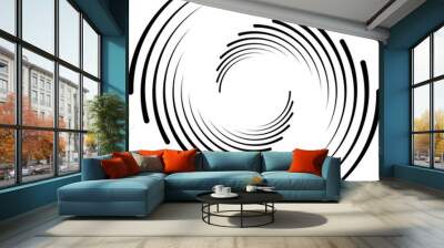 abstract rotated black lines in circle form. geometric art. monochrome background. design element fo Wall mural