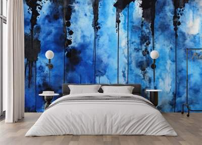 Black and blue contemporary painting, grunge background. Modern artwork for room decoration Wall mural