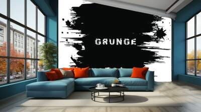 Black urban grunge background. Stain vector texture. Isolated. Splattered dirty design element for grungy effect. Distress dust overlay shape Wall mural