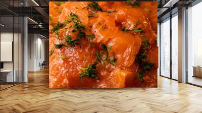 Cured salmon (gravad lax) with dill, a typical dish on a Swedish Christmas table or Smorgasbord (smörgåsbord). Wall mural