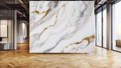 Marble texture background, white abstract alabaster with gold veins, natural pattern illustration. Wall mural