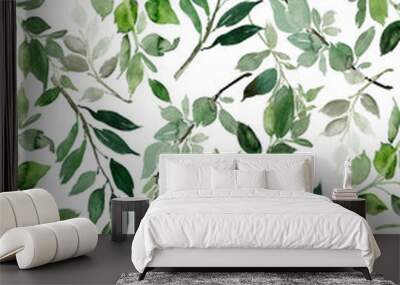 Seamless watercolor pattern with branches. Wall mural