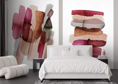 Set of abstract watercolor compositions in the Scandinavian style. Geometric shapes on white background Wall mural