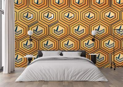 Abstract geometric pattern  honeycomb  yellow and blue  modern  geometric  minimalist  design  background  texture  pattern  wallpaper  website  social media    Wall mural