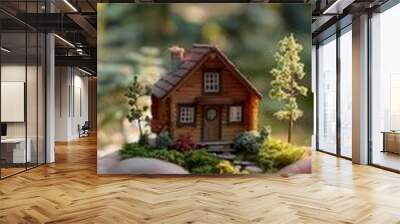 Tiny house in hand, new home concept, real estate, business investment, detailed and lifelike Wall mural