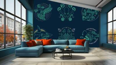 Abstract fish illustration Wall mural