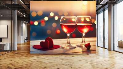 Two glass of cocktails romantic evening. Wall mural