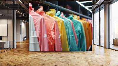 sportswear colorful jackets on hangers Wall mural