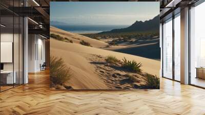 Landscape desert sea and mountains Wall mural