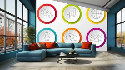 3d businness icons: gear, graph, globe, bulb, chat, team. Big set. Vector. Wall mural