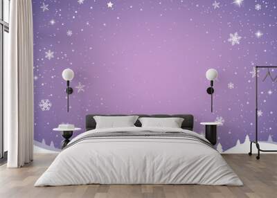 Christmas background with glittering snowflakes. Vector. Wall mural