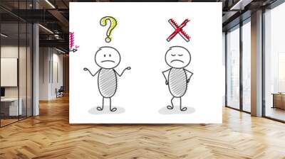 Collection of hand drawn business icons with funny stickman. Vector. Wall mural