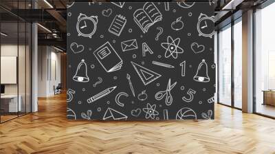 Concept of school background. Seamless pattern with doodles. Vector Wall mural