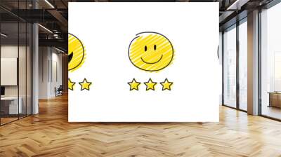 Funny star rating with cartoon stickman. Collection. Vector. Wall mural