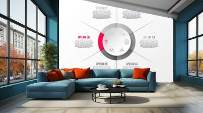 Gray infograph with business icons. Flowchart. Vector Wall mural