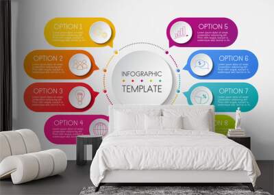 Infographic template with options and colorful icons. Vector. Wall mural