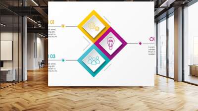 Layout of rhombus infographic with business icons. Vector. Wall mural