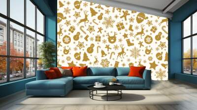 Panoramic seamless pattern with Christmas decorations. Vector. Wall mural