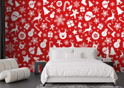 Seamless Holidays pattern with ornaments. Vector. Wall mural