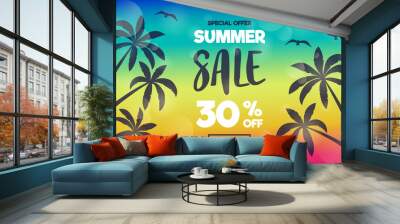 Special offer - discounts for Summer Sale. Colourful poster. Vector. Wall mural