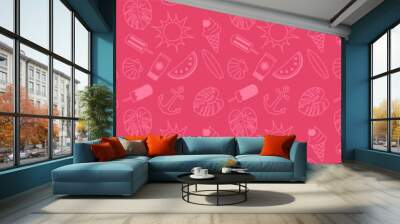 Summer header with funny doodles and copyspace. Vector. Wall mural