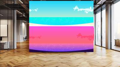 Two sea shore panoramas with palm trees for web banner Wall mural