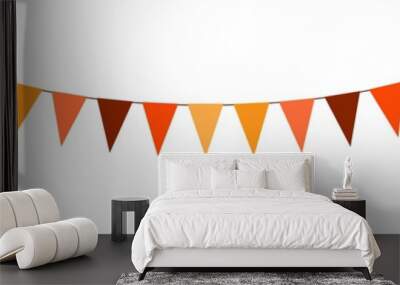 triangular flags in autumn colors, flat decorative vector garland isolated on white background Wall mural