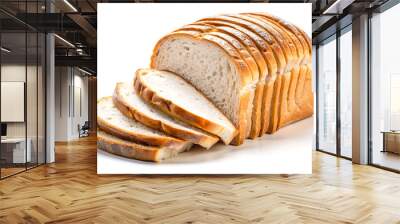 Sliced white bread. Isolated on a white background. Wall mural