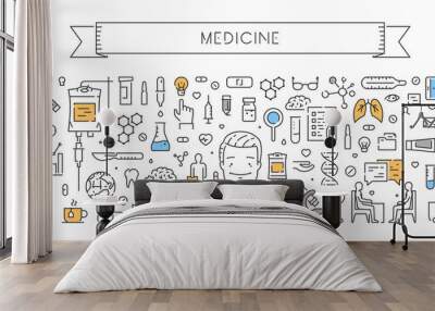 Line web banner for medicine and hospital Wall mural