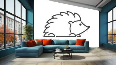 Modern vector line figure hedgehog. Open path Wall mural