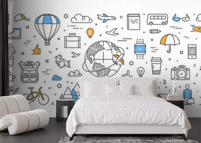 Vector line concept for travel and tourism Wall mural