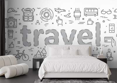 Vector line concept for travel and tourism Wall mural