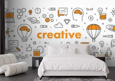 vector line web banner for creative Wall mural