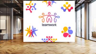 Set of vector logo design template. Teamwork abstract icons. Wall mural