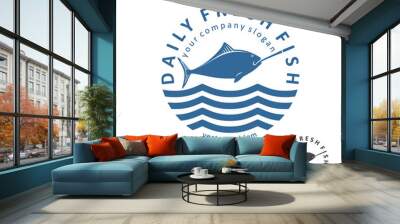 Vector fishing emblem. Daily fresh fish  Wall mural