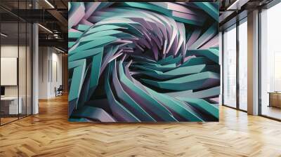 3D render of wavy geometric lines Wall mural