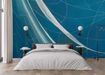 Abstract blue background with light net and lines Wall mural