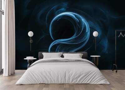 Abstract dark background with blue bokeh Wall mural