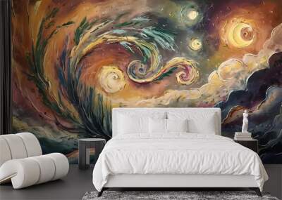 Abstract dreamy background with stars Wall mural